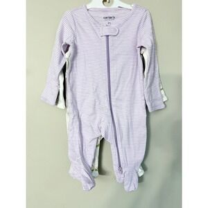 Carter's Sleep and Play Baby 3M Purple White Stripe Woodland NWT 2-Pack